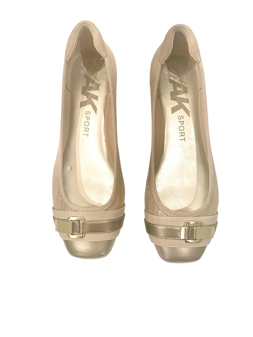 Anne Klein Sport Nude Gold Shimmer Ballet Flats